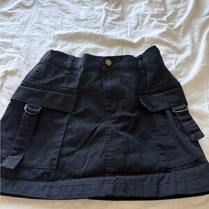 Black Cargo Mini Skirt